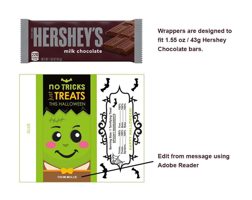 halloween printable candy bar wrapper to for hershey chocolate bar